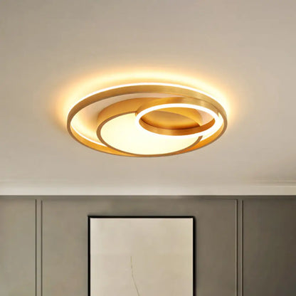 DecorBites™ DecorBites™ Stepless Dimming Gold LED Flush Mount Ceiling Lamp - 16"/23.5" Wide Circle Acrylic Light Fixture, Remote Control + Warm/White Light