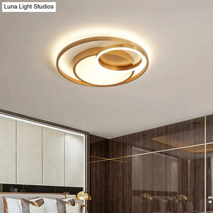 DecorBites™ DecorBites™ Stepless Dimming Gold LED Flush Mount Ceiling Lamp - 16"/23.5" Wide Circle Acrylic Light Fixture, Remote Control + Warm/White Light