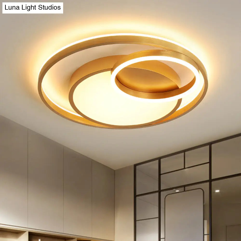 DecorBites™ DecorBites™ Stepless Dimming Gold LED Flush Mount Ceiling Lamp - 16"/23.5" Wide Circle Acrylic Light Fixture, Remote Control + Warm/White Light