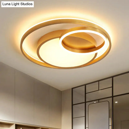 DecorBites™ DecorBites™ Stepless Dimming Gold LED Flush Mount Ceiling Lamp - 16"/23.5" Wide Circle Acrylic Light Fixture, Remote Control + Warm/White Light