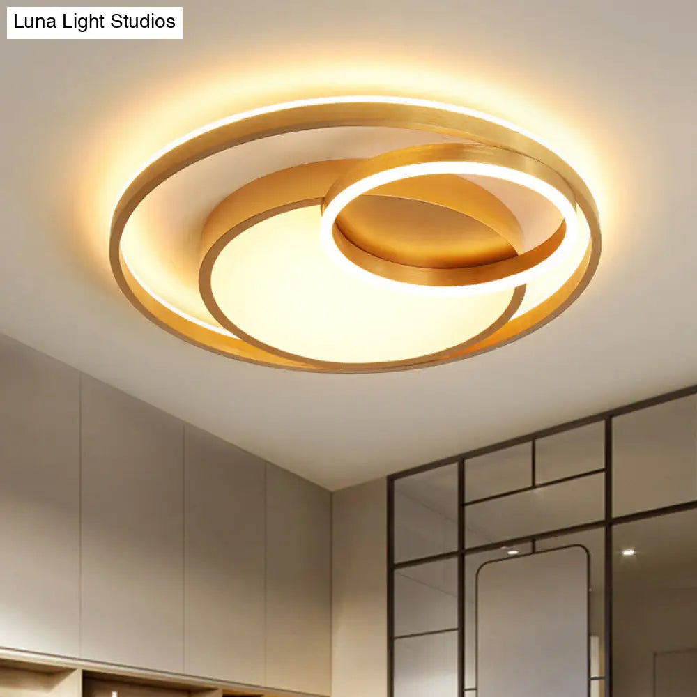 DecorBites™ DecorBites™ Stepless Dimming Gold LED Flush Mount Ceiling Lamp - 16"/23.5" Wide Circle Acrylic Light Fixture, Remote Control + Warm/White Light