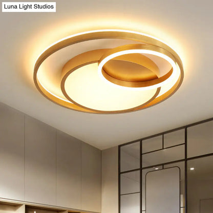 DecorBites™ DecorBites™ Stepless Dimming Gold LED Flush Mount Ceiling Lamp - 16"/23.5" Wide Circle Acrylic Light Fixture, Remote Control + Warm/White Light