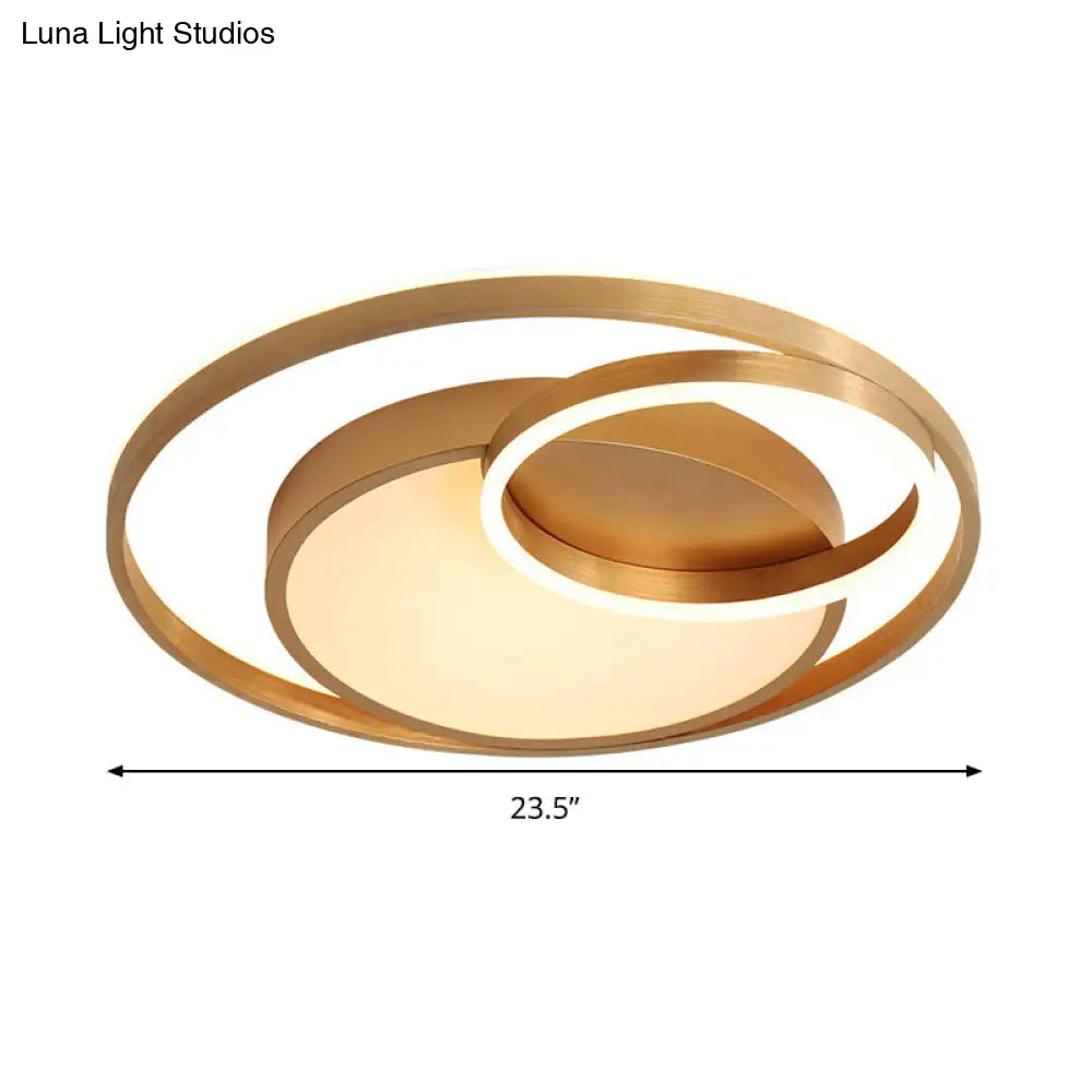 DecorBites™ DecorBites™ Stepless Dimming Gold LED Flush Mount Ceiling Lamp - 16"/23.5" Wide Circle Acrylic Light Fixture, Remote Control + Warm/White Light