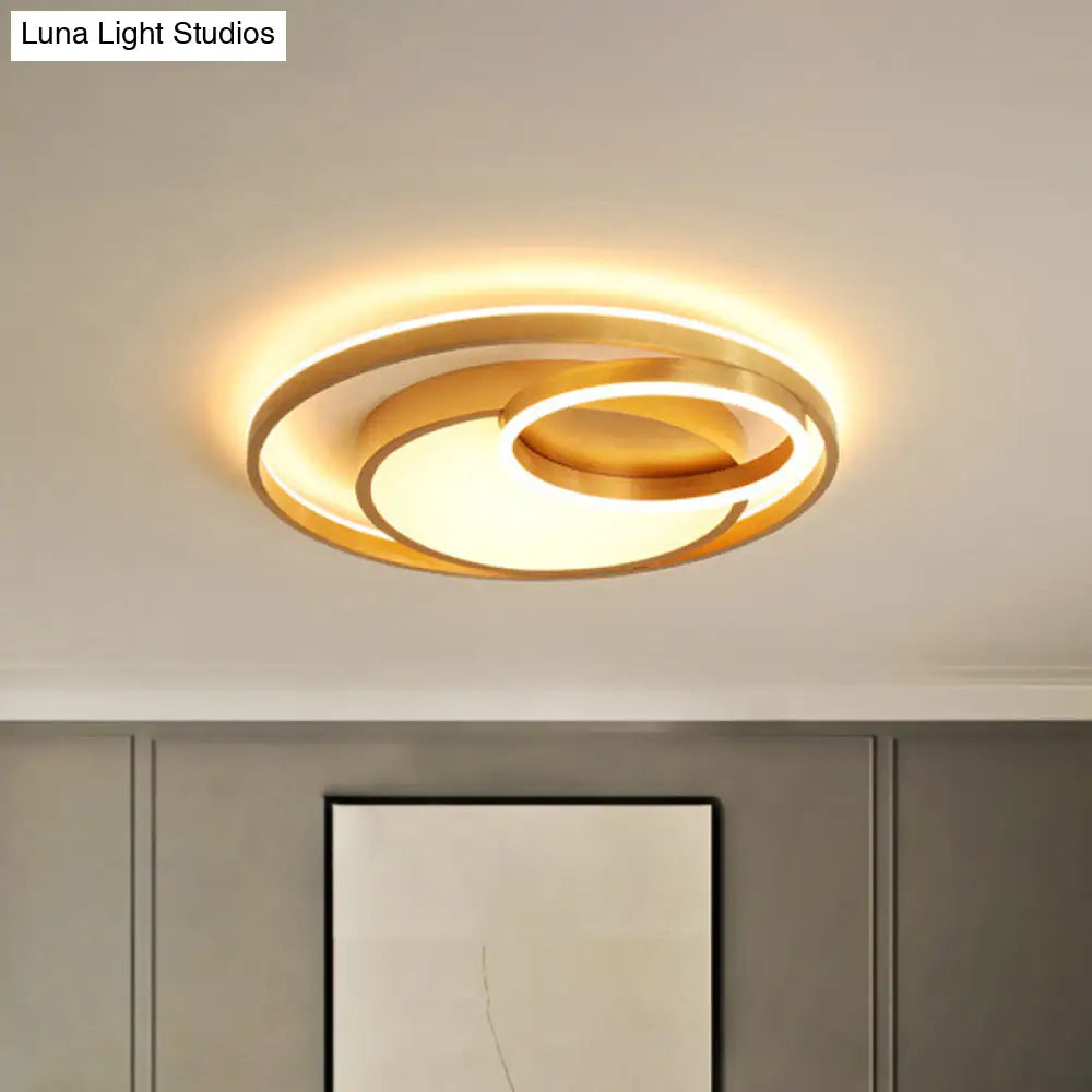 DecorBites™ DecorBites™ Stepless Dimming Gold LED Flush Mount Ceiling Lamp - 16"/23.5" Wide Circle Acrylic Light Fixture, Remote Control + Warm/White Light