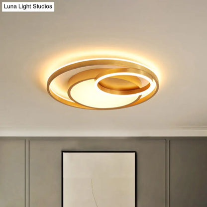 DecorBites™ DecorBites™ Stepless Dimming Gold LED Flush Mount Ceiling Lamp - 16"/23.5" Wide Circle Acrylic Light Fixture, Remote Control + Warm/White Light