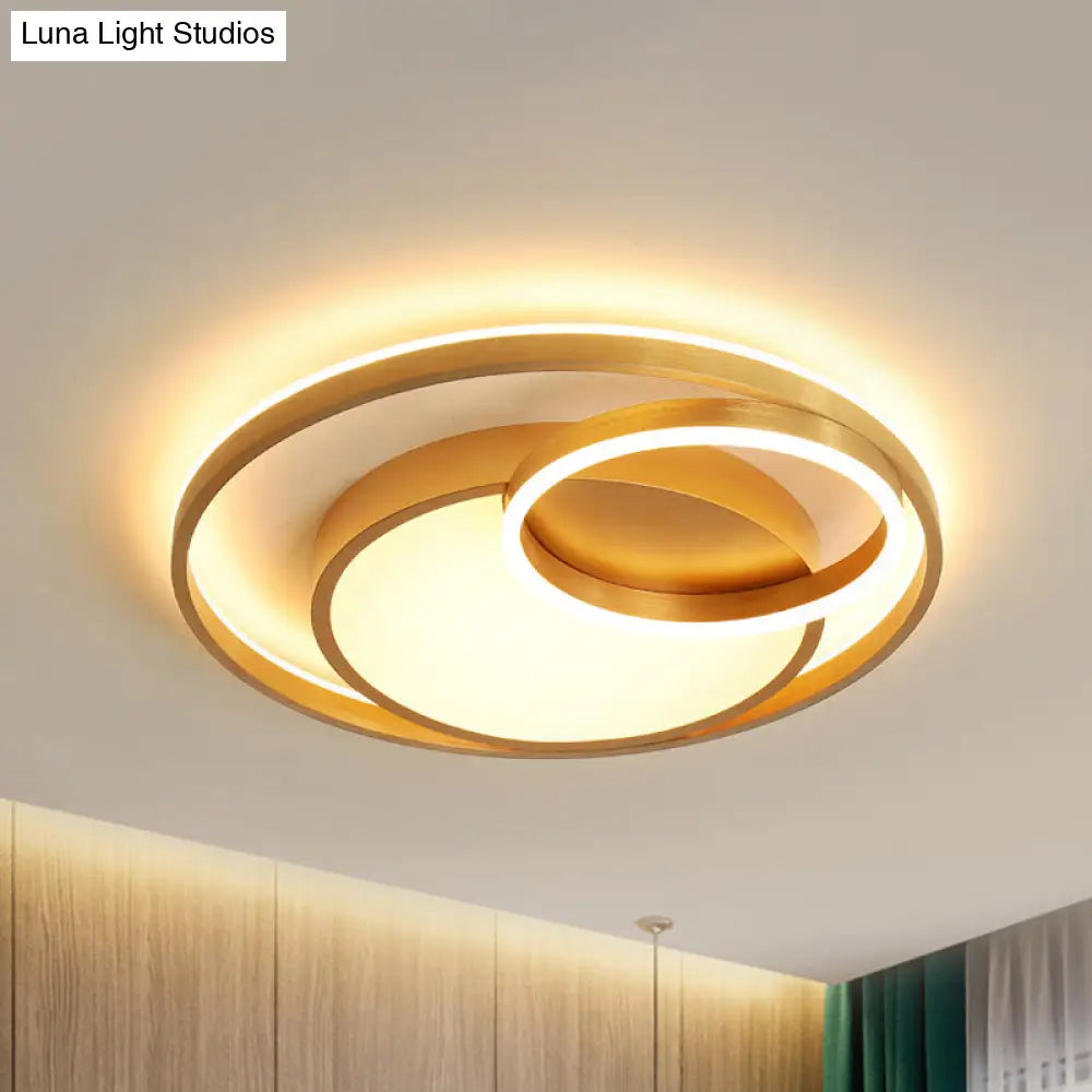 DecorBites™ DecorBites™ Stepless Dimming Gold LED Flush Mount Ceiling Lamp - 16"/23.5" Wide Circle Acrylic Light Fixture, Remote Control + Warm/White Light