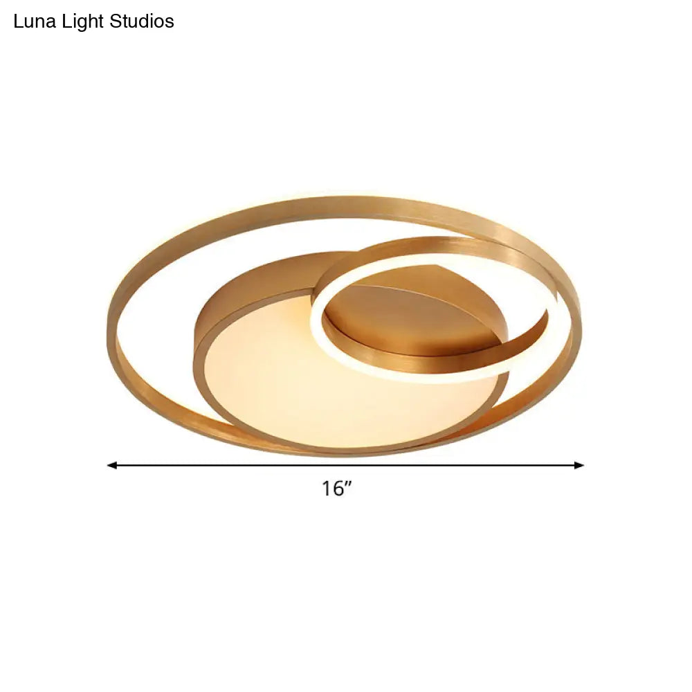 DecorBites™ DecorBites™ Stepless Dimming Gold LED Flush Mount Ceiling Lamp - 16"/23.5" Wide Circle Acrylic Light Fixture, Remote Control + Warm/White Light