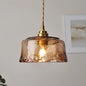 Sterope II - Rustic Brass Pendant Lamp with Amber Alabaster Shade