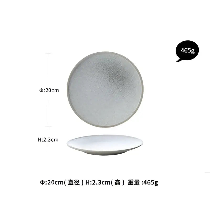 Decorbites ceramic dinner plate set featuring a 20cm speckled gray ceramic dinner plate with white rim for dining room decor