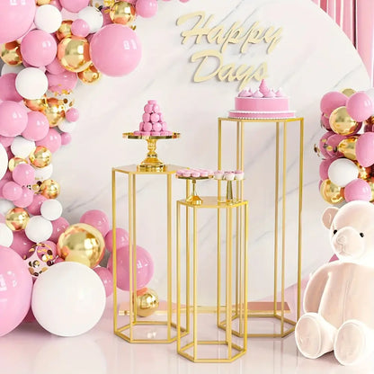 Gold geometric metal storage rack 6-piece set for home use ideal for vase decoration bottle display