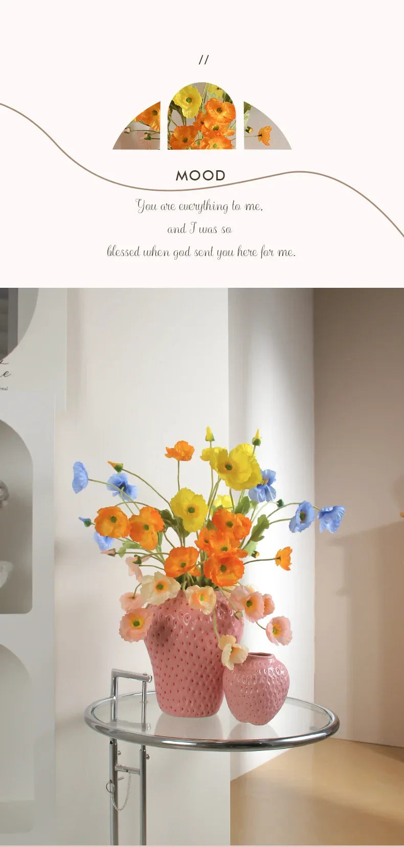 Jarrón de flores con diseño de fresas de dibujos animados para decoración del hogar