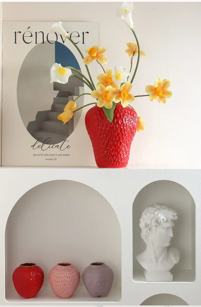 Strawberry Cartoon Flower Vase for Home Décor - Vase
