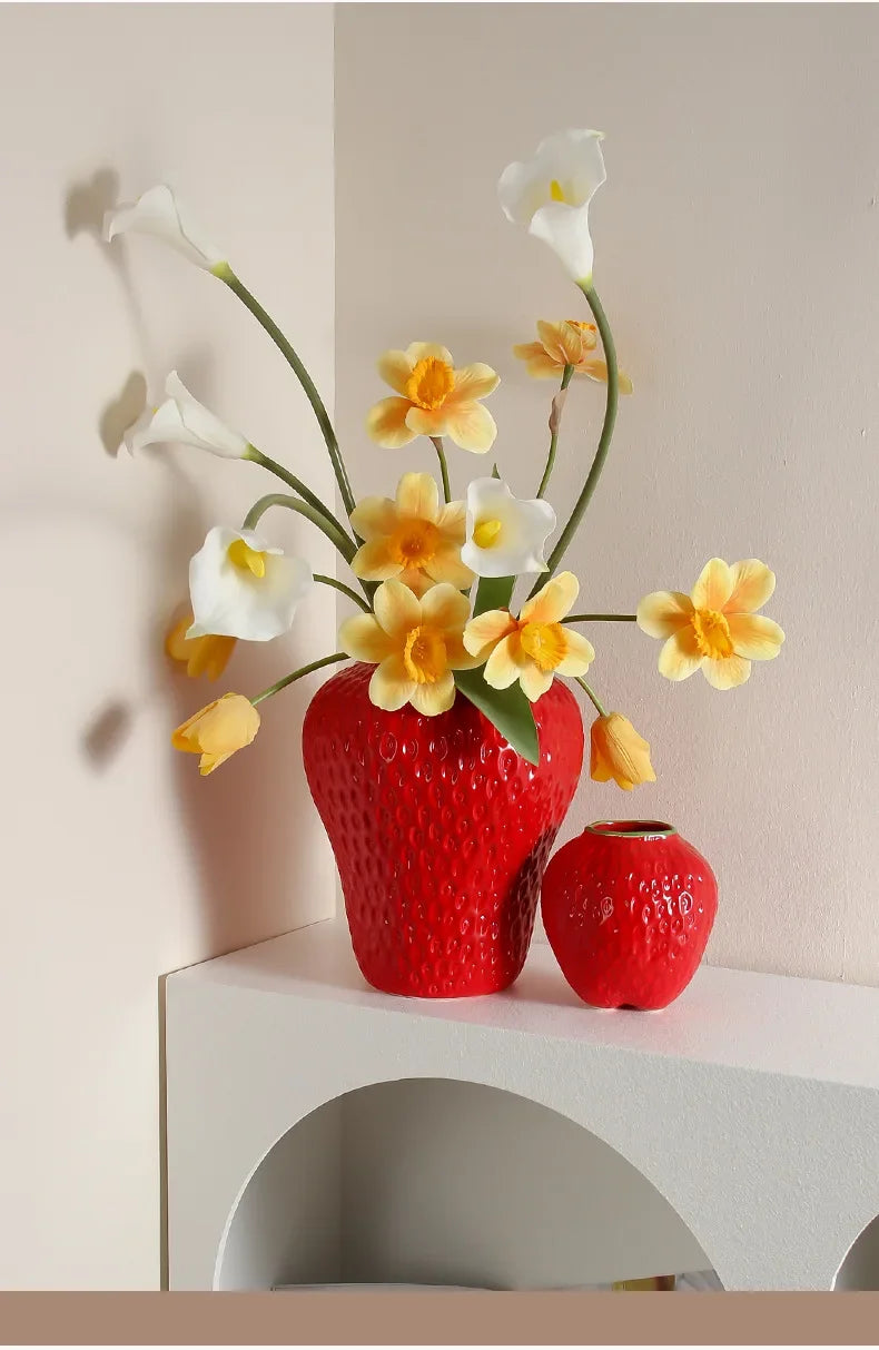 Strawberry Cartoon Flower Vase for Home Décor - Vase