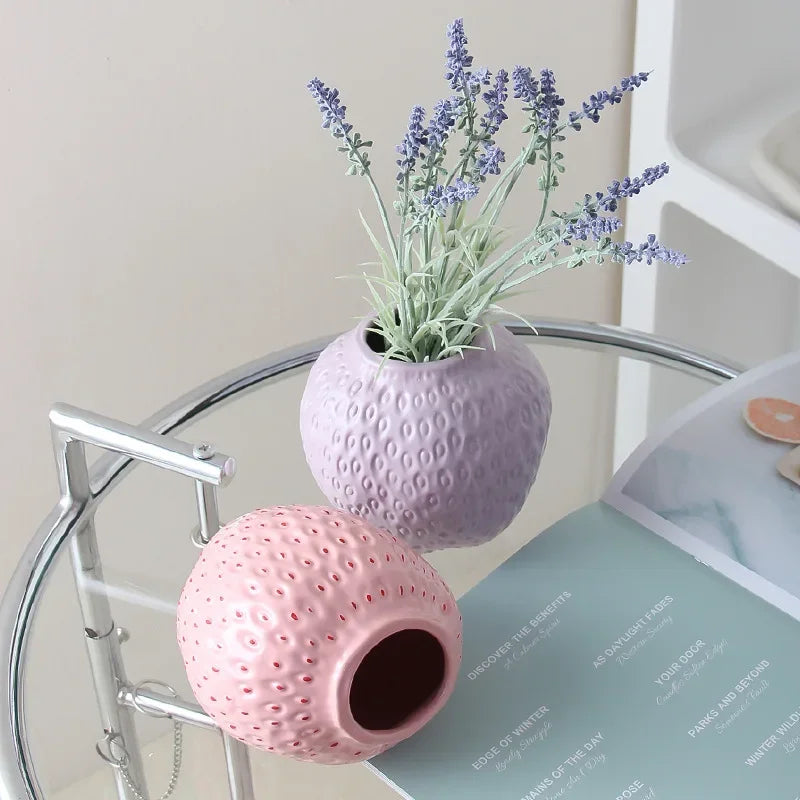 Strawberry Cartoon Flower Vase for Home Décor - Vase