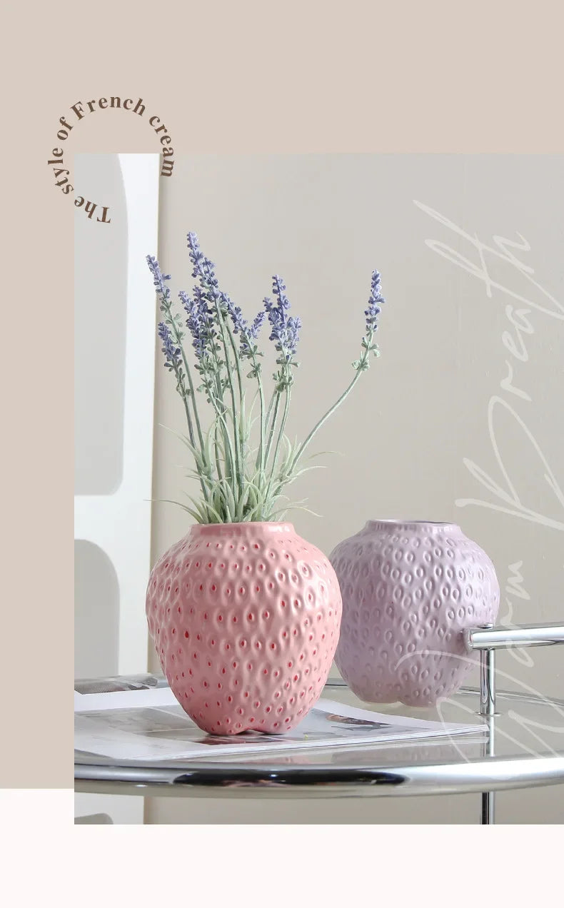 Strawberry Cartoon Flower Vase for Home Décor - Vase