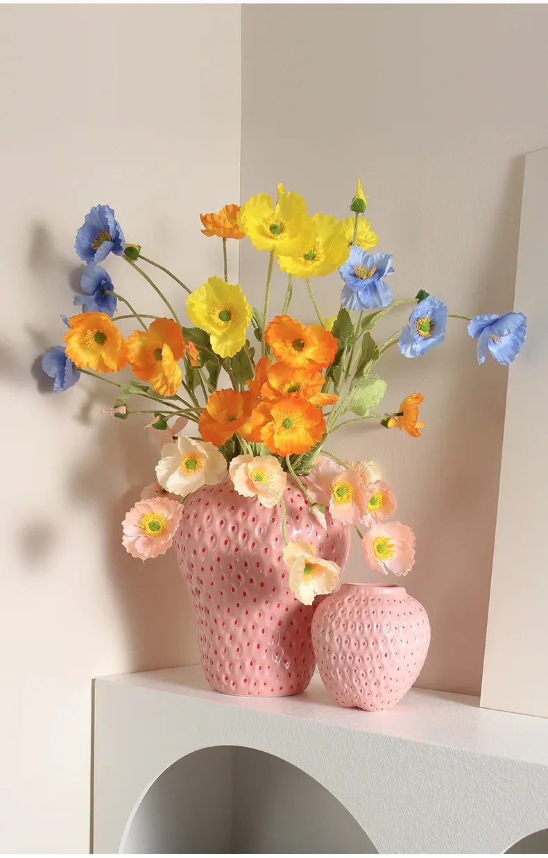 Strawberry Cartoon Flower Vase for Home Décor - Vase
