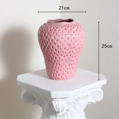 Strawberry Cartoon Flower Vase for Home Décor - PINK-L / CHINA - Vase
