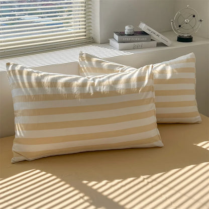 Striped Quilt Set with Pillowcases and Sheet