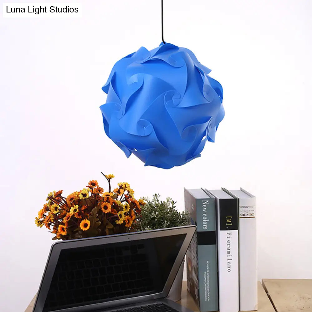 Study Room DIY Hanging Ceiling Light - Black/Red/Blue 1-Light Plastic Drop Pendant