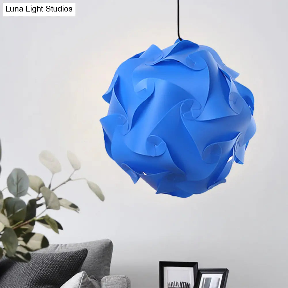 Study Room DIY Hanging Ceiling Light - Black/Red/Blue 1-Light Plastic Drop Pendant