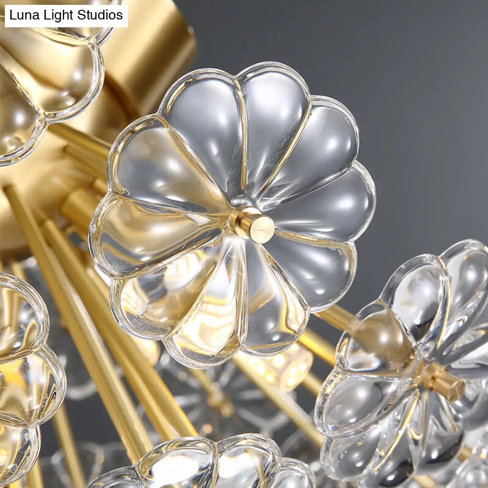 DecorBites™ DecorBites™ Stunning Crystal Flower Semi Mount Ceiling Light in Modern Gold Finish - Perfect for Bedrooms