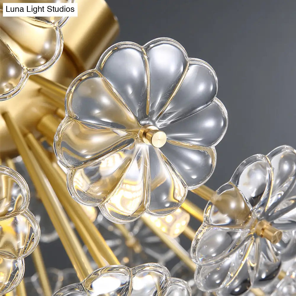 DecorBites™ DecorBites™ Stunning Crystal Flower Semi Mount Ceiling Light in Modern Gold Finish - Perfect for Bedrooms