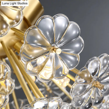 DecorBites™ DecorBites™ Stunning Crystal Flower Semi Mount Ceiling Light in Modern Gold Finish - Perfect for Bedrooms