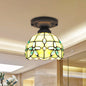 Stunning Crystal Flower Stained Glass Tiffany Flush Mount Light - Ideal for Bedroom Decor