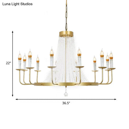 Impresionante lámpara colgante de araña con borla de cristal - 5/8/12 luces - Se cuelga del techo - Acabado en latón
