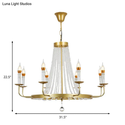 Impresionante lámpara colgante de araña con borla de cristal - 5/8/12 luces - Se cuelga del techo - Acabado en latón