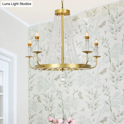 Impresionante lámpara colgante de araña con borla de cristal - 5/8/12 luces - Se cuelga del techo - Acabado en latón