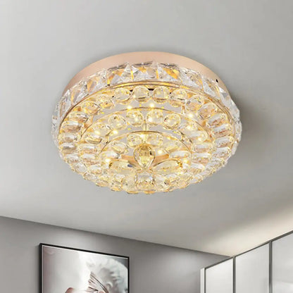 DecorBites™ Impresionante lámpara de techo LED de cristal dorado empotrada con diseño de flor en blanco cálido