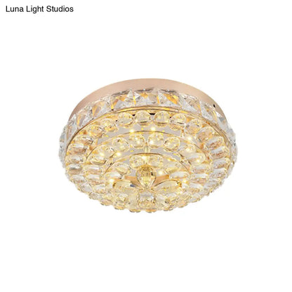 DecorBites™ Impresionante lámpara de techo LED de cristal dorado empotrada con diseño de flor en blanco cálido