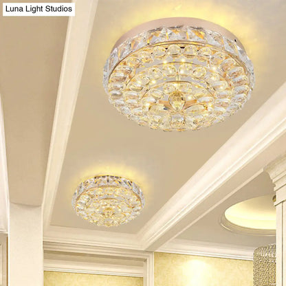DecorBites™ Impresionante lámpara de techo LED de cristal dorado empotrada con diseño de flor en blanco cálido