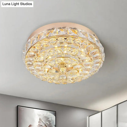 DecorBites™ Impresionante lámpara de techo LED de cristal dorado empotrada con diseño de flor en blanco cálido