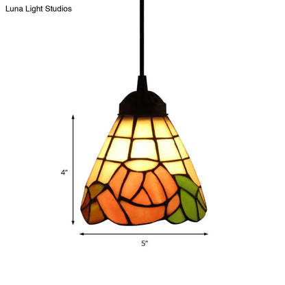 Stunning Pink Stained Art Glass Pendant Lighting - Tiffany-Style Hanging Light Fixture