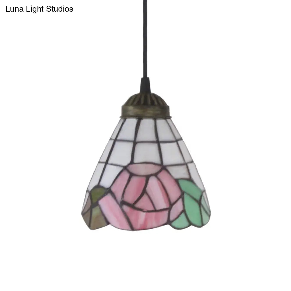 Stunning Pink Stained Art Glass Pendant Lighting - Tiffany-Style Hanging Light Fixture