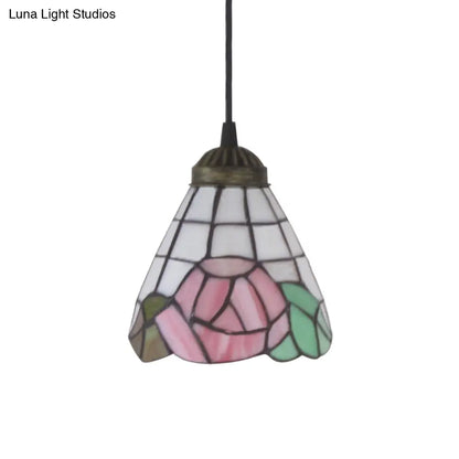 Stunning Pink Stained Art Glass Pendant Lighting - Tiffany-Style Hanging Light Fixture