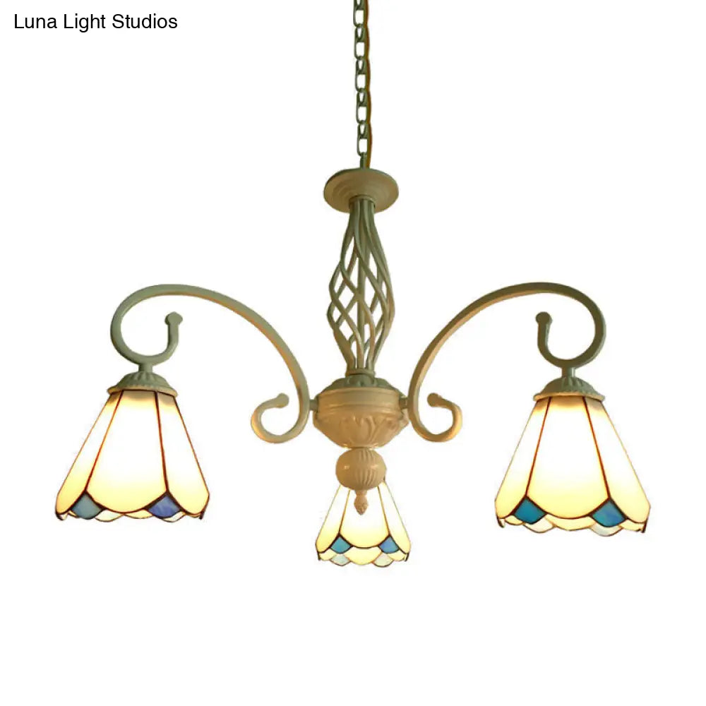 Stylish Arched Chandelier with Tiffany Glass Shades - 5/6/8 Lights for Bedroom Pendant Lighting