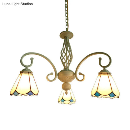 Stylish Arched Chandelier with Tiffany Glass Shades - 5/6/8 Lights for Bedroom Pendant Lighting