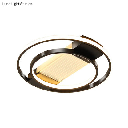 DecorBites™ DecorBites™ Stylish Bedroom Glow: Black Metallic LED Flush Mount Ceiling Light with a Simple Halo Design