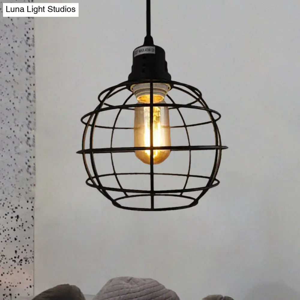 Stylish Black Metal Pendant Lamp with Global Shade - Perfect for Nautical Themes & Balcony Lighting