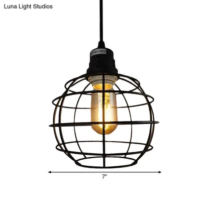 Stylish Black Metal Pendant Lamp with Global Shade - Perfect for Nautical Themes & Balcony Lighting