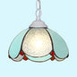 Stylish Black/White/Blue Mediterranean Stained Glass Hanging Ceiling Light - 1 Bulb Down Lighting