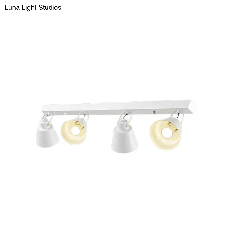 DecorBites™ DecorBites™ Stylish Bucket Ceiling Light Fixture - Rotatable Semi Flush Mount Lighting with 2/3/4 Lights, Black/White Finish