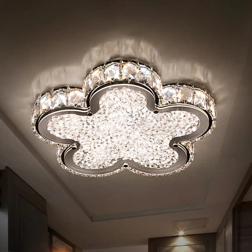 DecorBites™ DecorBites™ Stylish Crystal Block LED Ceiling Light in Stainless-Steel with Warm/White Light for Corridors