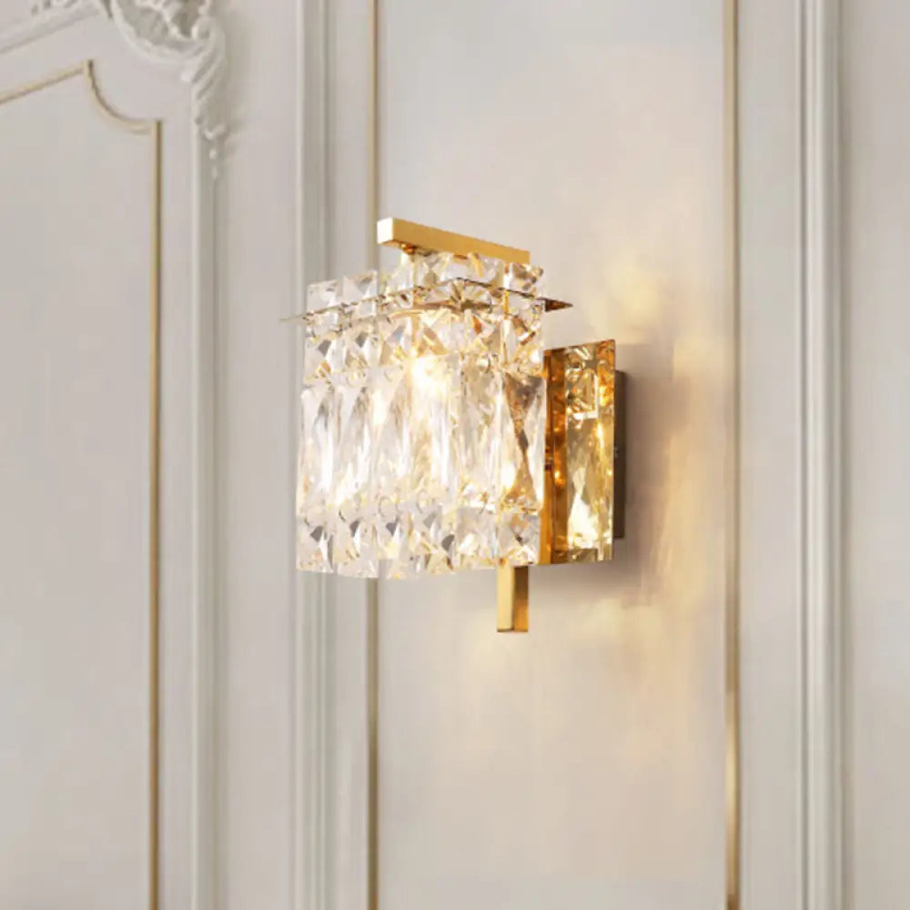 DecorBites™ DecorBites™ Stylish Crystal Rectangle Wall Light in Gold/Chrome for Modern Bedrooms