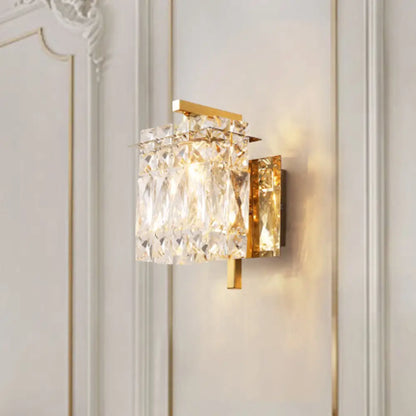 DecorBites™ DecorBites™ Stylish Crystal Rectangle Wall Light in Gold/Chrome for Modern Bedrooms