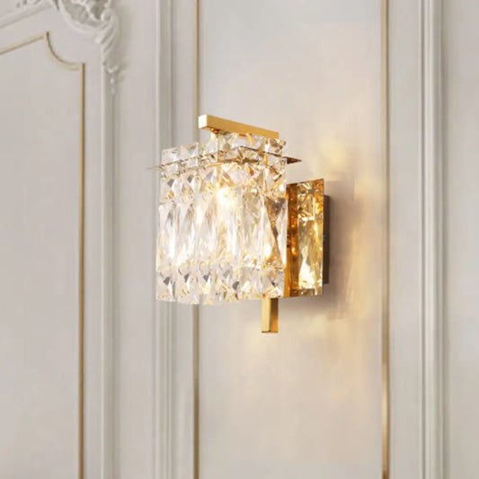 DecorBites™ DecorBites™ Stylish Crystal Rectangle Wall Light in Gold/Chrome for Modern Bedrooms