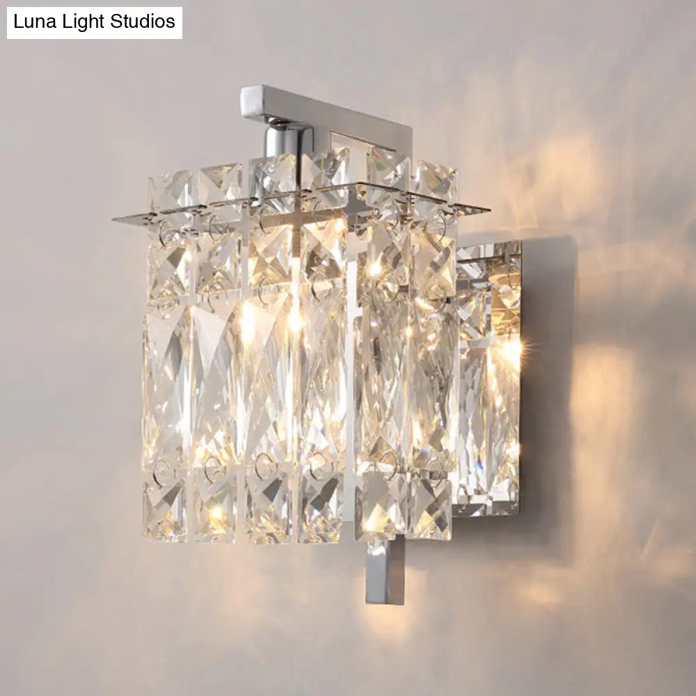 DecorBites™ DecorBites™ Stylish Crystal Rectangle Wall Light in Gold/Chrome for Modern Bedrooms